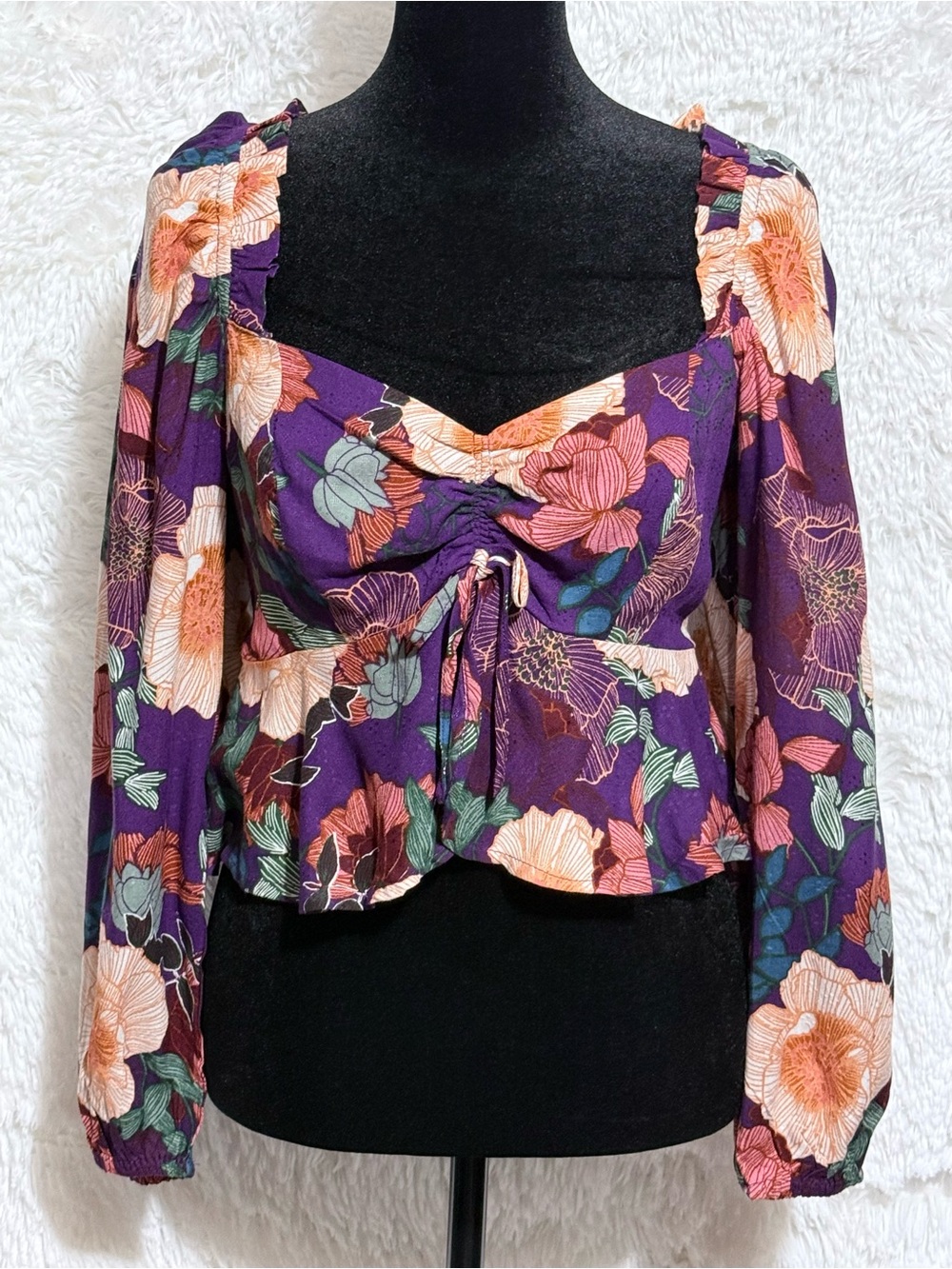 NWT Band of the Free Floriane Floral Long Sleeve Cropped Blouse